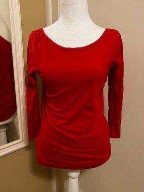 J. Crew Hot Red Wide Scoopneck Linen Top